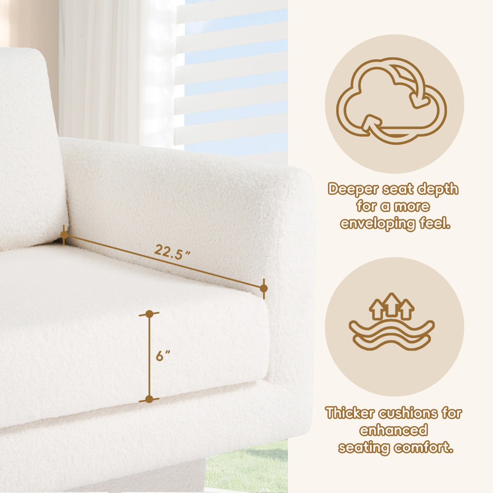 30" Swivel Accent Chair - Teddy Sherpa Armchair - Thick Padded Single Lounge Sofa - Upholstered Comfy Barrel Chair - Reading Club Chair for Living Room & Bedroom