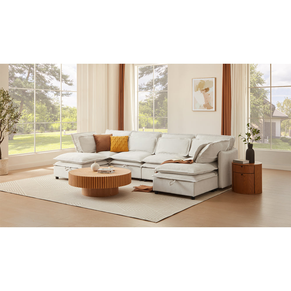124" Modular Sectional Sofa - U Shaped Couch with Storage - Double Layer Cushion Couches for Living Room & Bedroom & Gaming Room