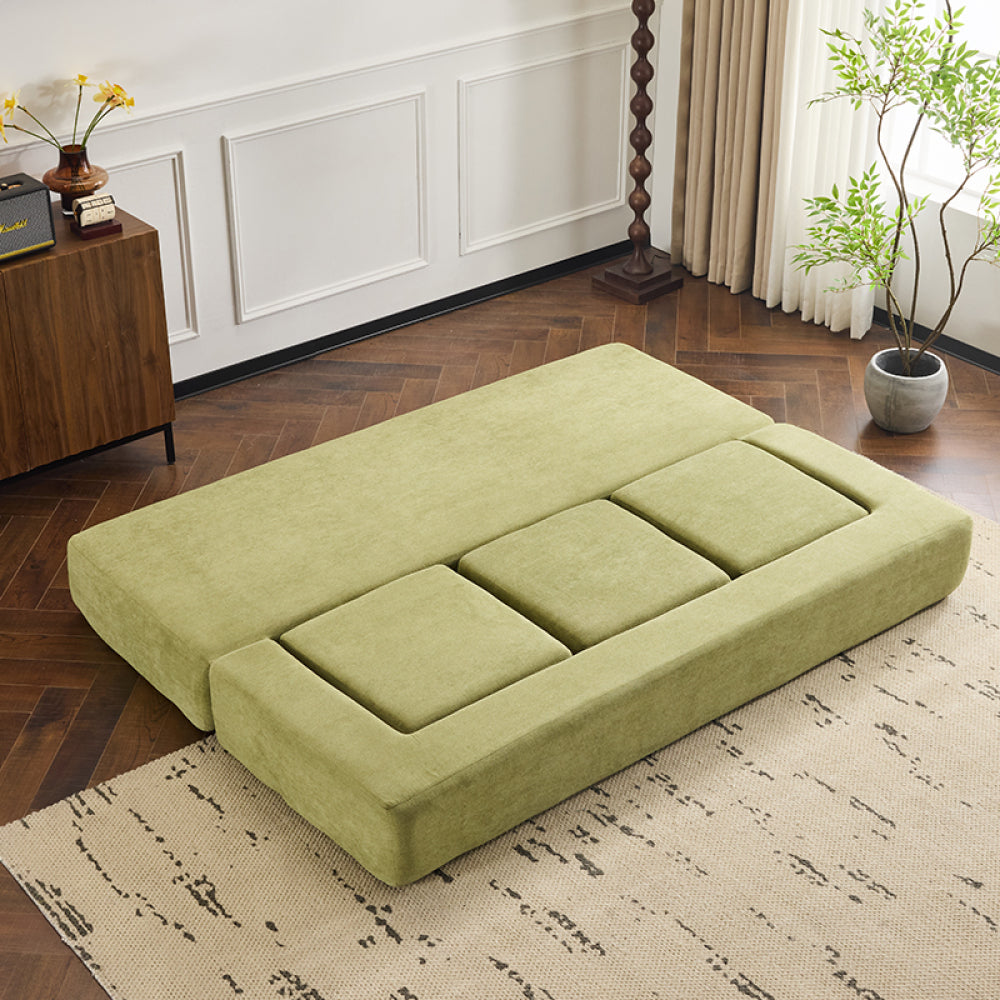 79" Modular Sectional Sofa - Boneless Convertible Ottomans Foam Sleeper Couch, Space-Saving Chenille Floor Couches for Studio Apartments & Home Offices