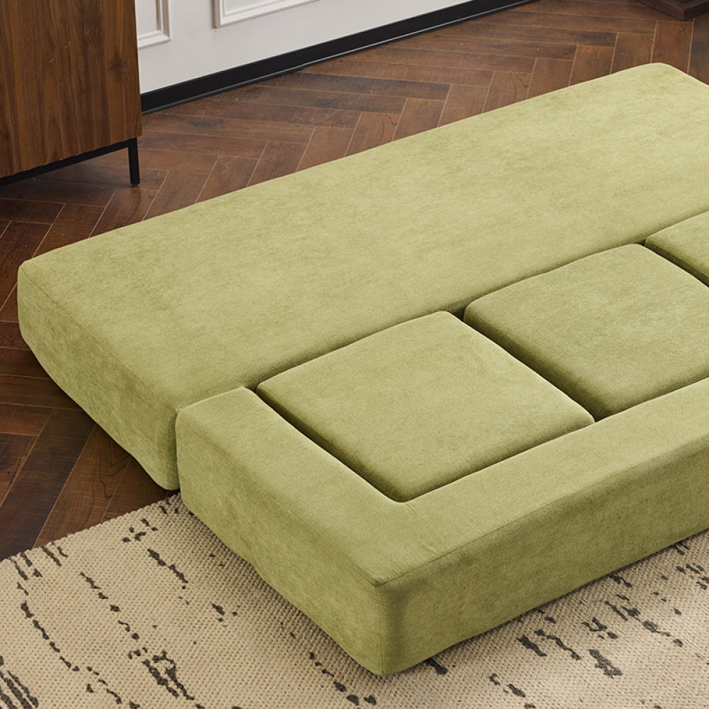 79" Modular Sectional Sofa - Boneless Convertible Ottomans Foam Sleeper Couch, Space-Saving Chenille Floor Couches for Studio Apartments & Home Offices