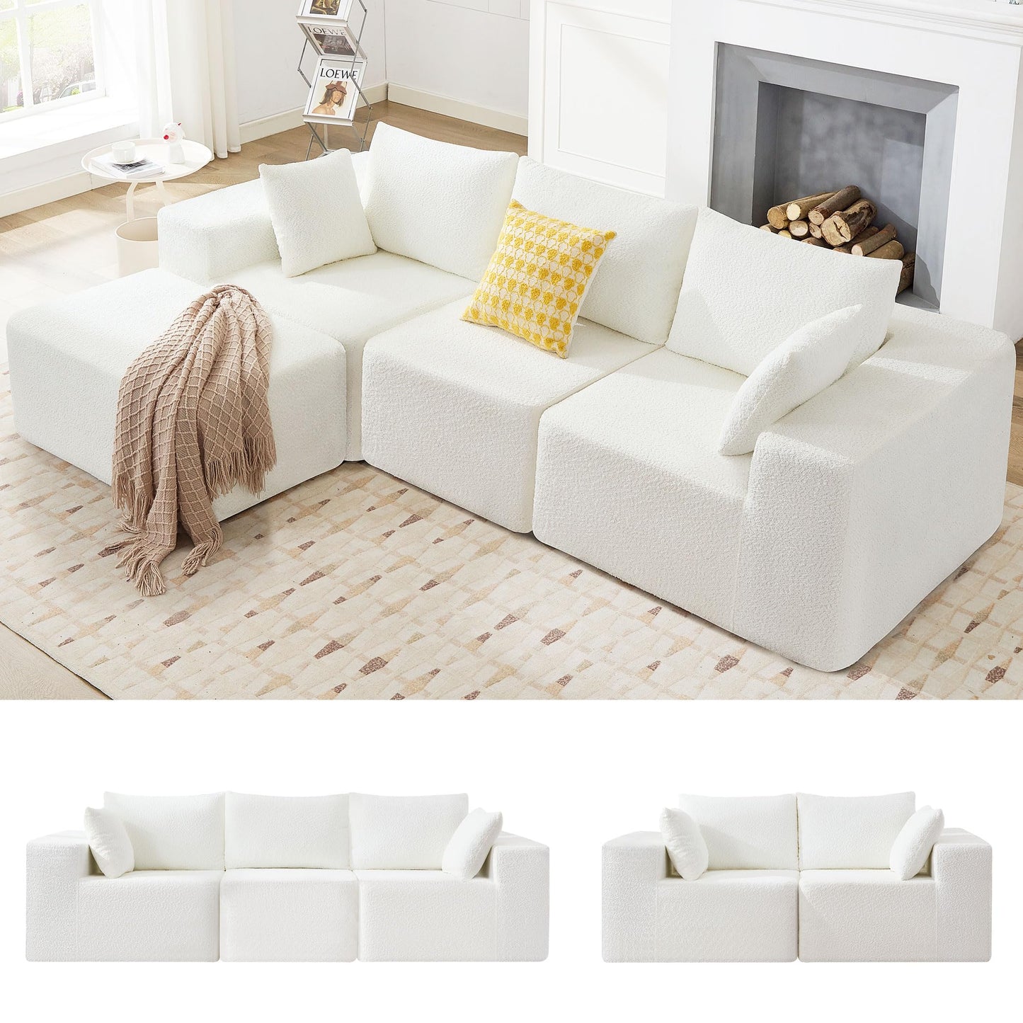 103" Modular Sectional Sofa - L Shaped Cloud Couch - Upholstered Couches for Living Room & Bedroom & Game Room