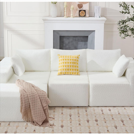 103" Modular Sectional Sofa - L Shaped Cloud Couch - Upholstered Couches for Living Room & Bedroom & Game Room