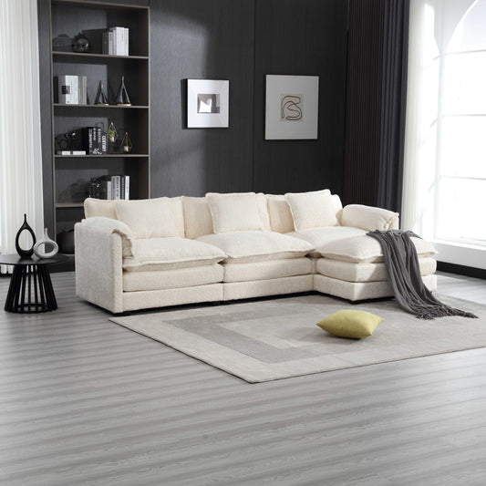 112“ Modular Sectional Sofa - L Shaped Boucle Fabric Couch - Movable Pedals Couches for Living Room & Bedroom & Gaming Room