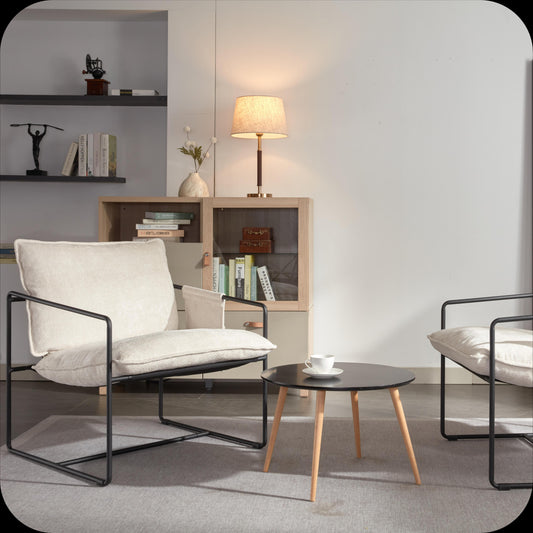 Accent Armchair - 2 Chairs in 1 Box - Upholstered Chair with Pocket Metal Frame - Skin-Friendly Foam Cushion for Living Room & Bedroom