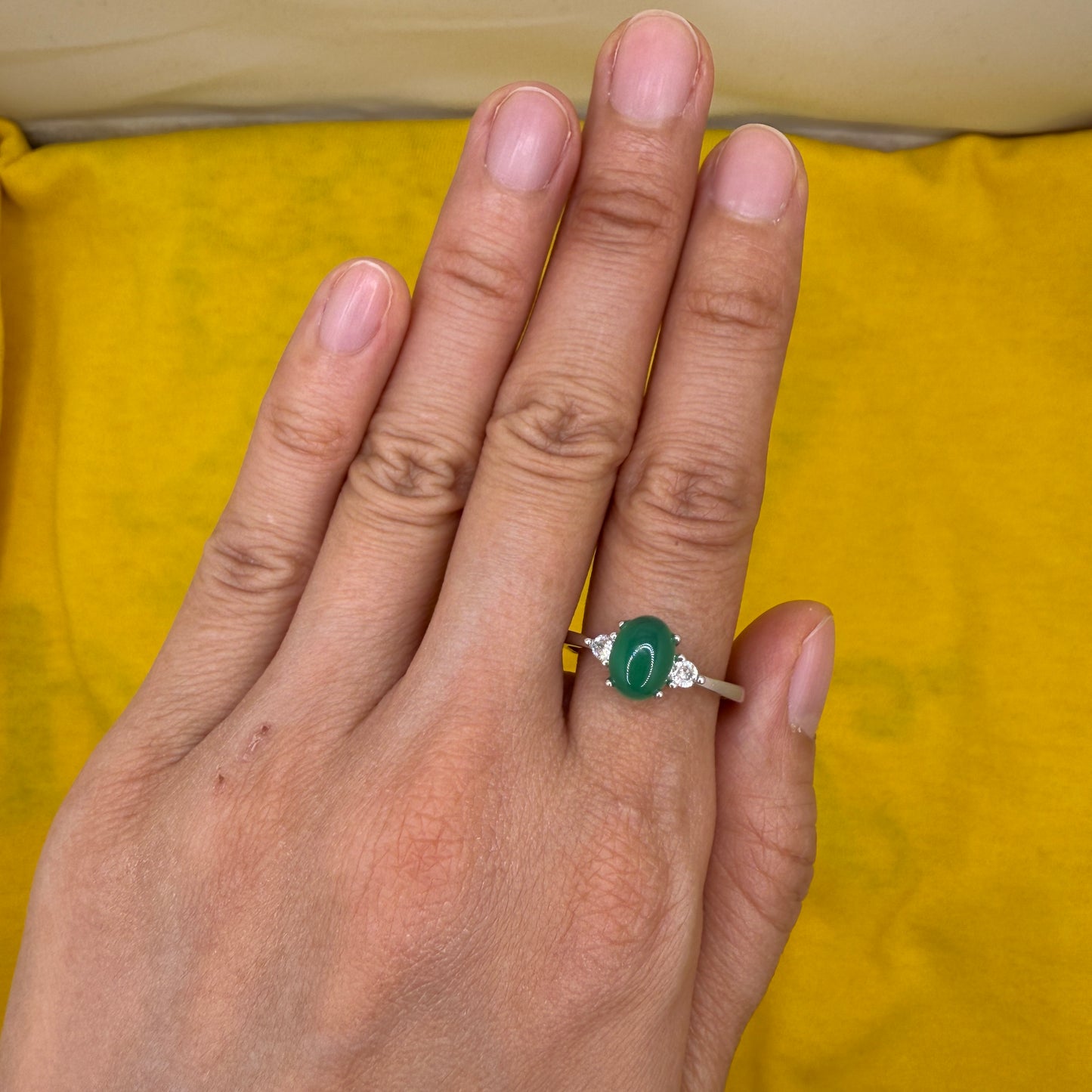 925 Sterling Silver Ring Oval 8x6mm Green Oval Natural Emerald Gemstone Zircon Women Gift