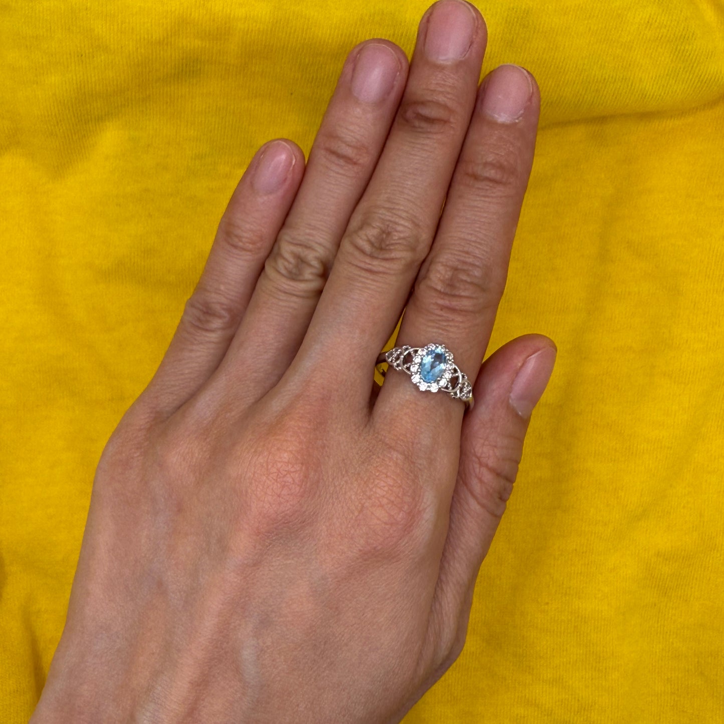 925 Sterling Silver Ring Oval 6x4mm Natural Blue Topaz Gemstone Zircon Women Bridal Engagement Jewelry Gift for Her