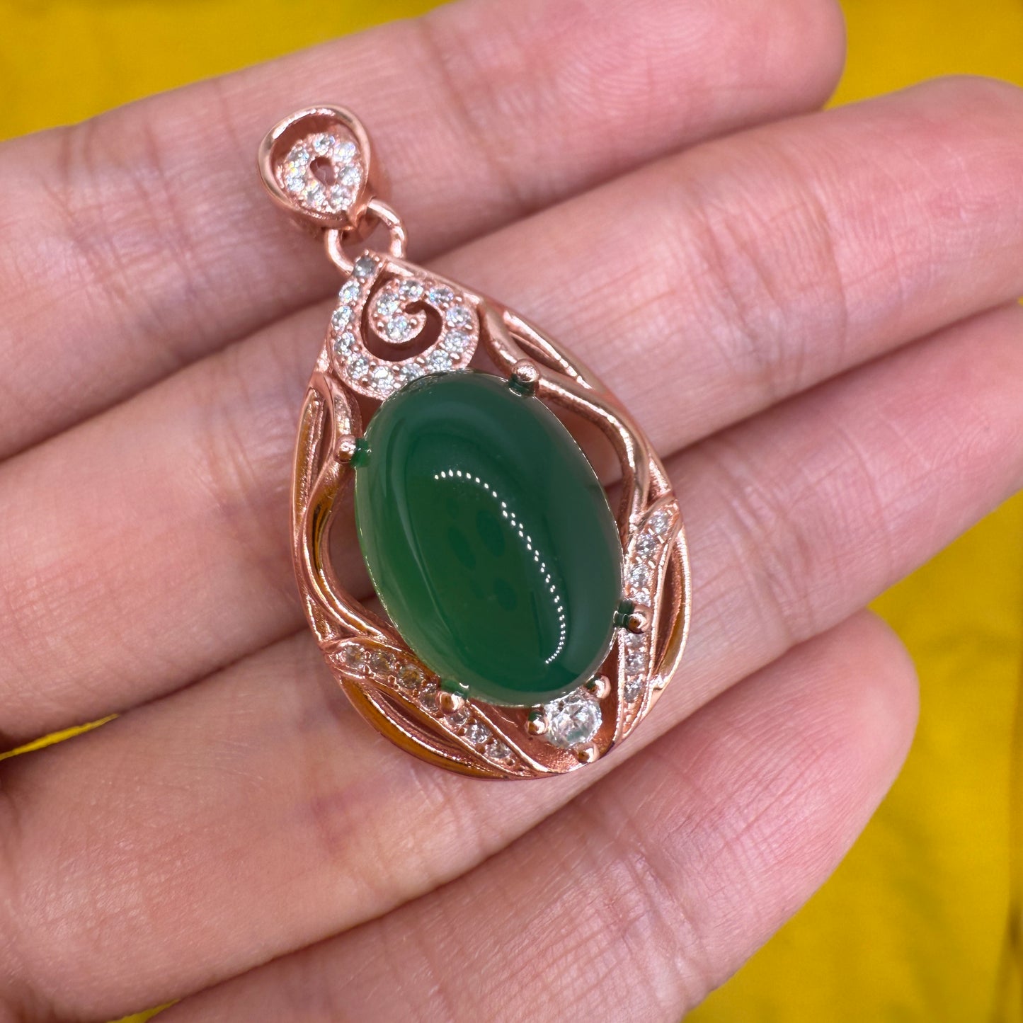 925 Sterling Silver Pendant 14x10mm Oval Green Natural Emerald Gemstone Zircon Women Bridal Jewelry Gift for Her, Sister