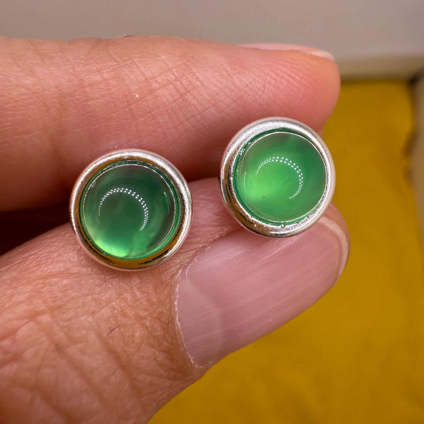 925 Sterling Silver Earrings 6mm Round Natural Emerald Gemstone Stud Women Jewelry Gift