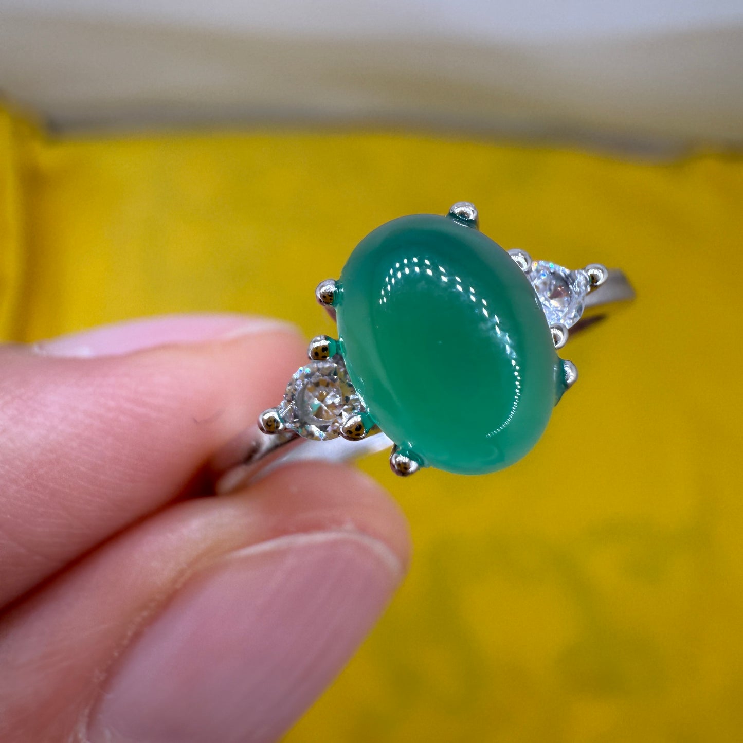 925 Sterling Silver Ring Oval 8x6mm Green Oval Natural Emerald Gemstone Zircon Women Gift