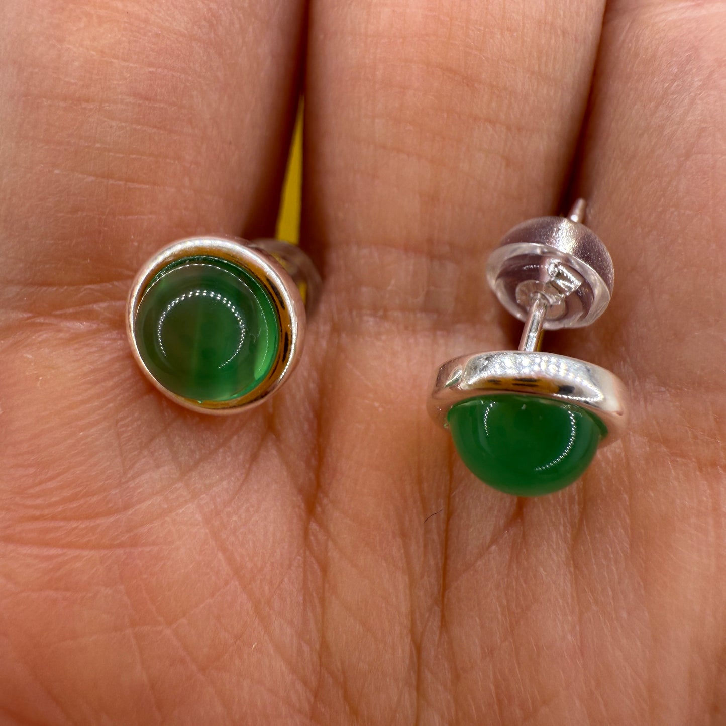 925 Sterling Silver Earrings 6mm Round Natural Emerald Gemstone Stud Women Jewelry Gift