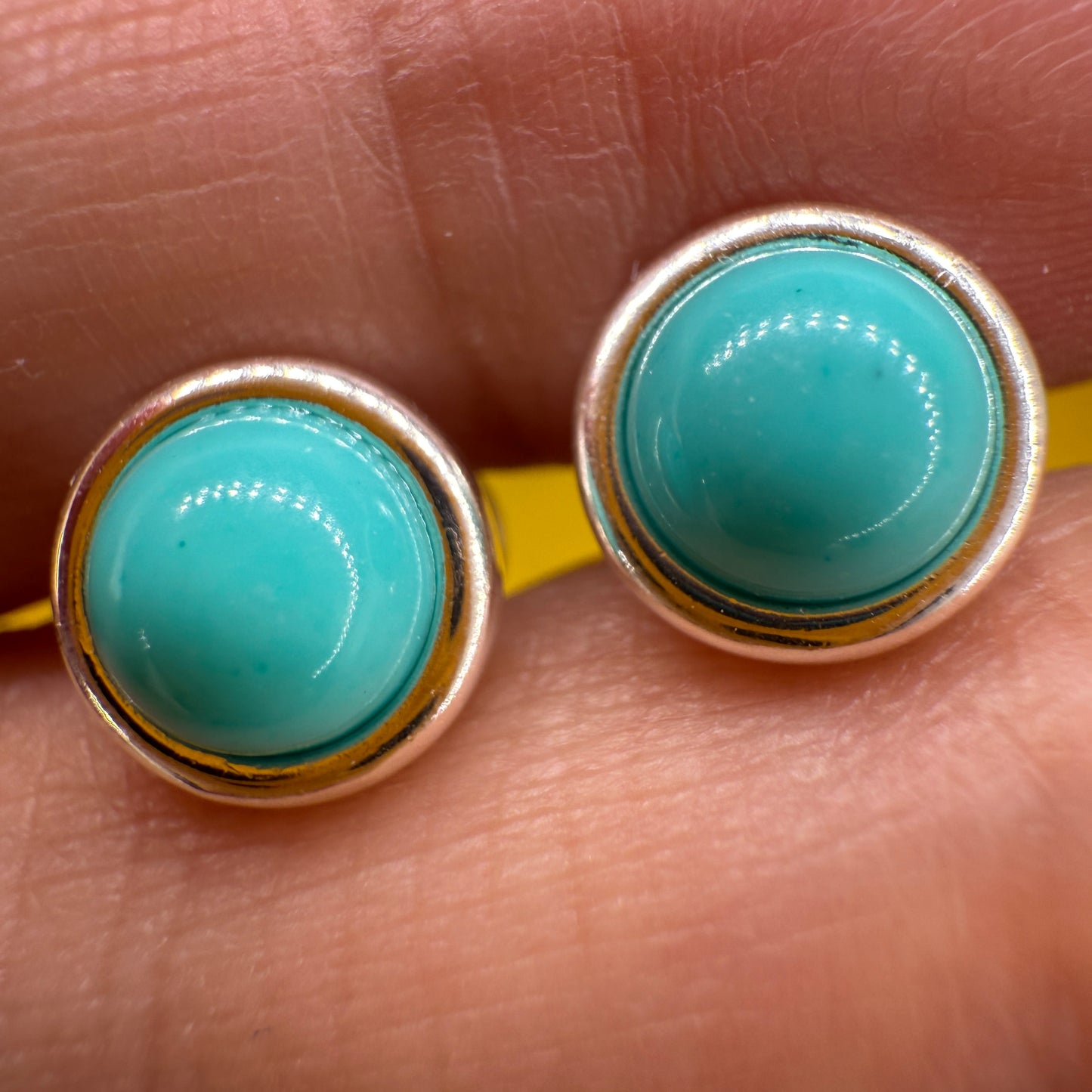 925 Sterling Silver Earrings Round 6mm Natural Blue Turquoise Gemstone Stud Dainty Jewelry Gift for Her, Sister, Christmas