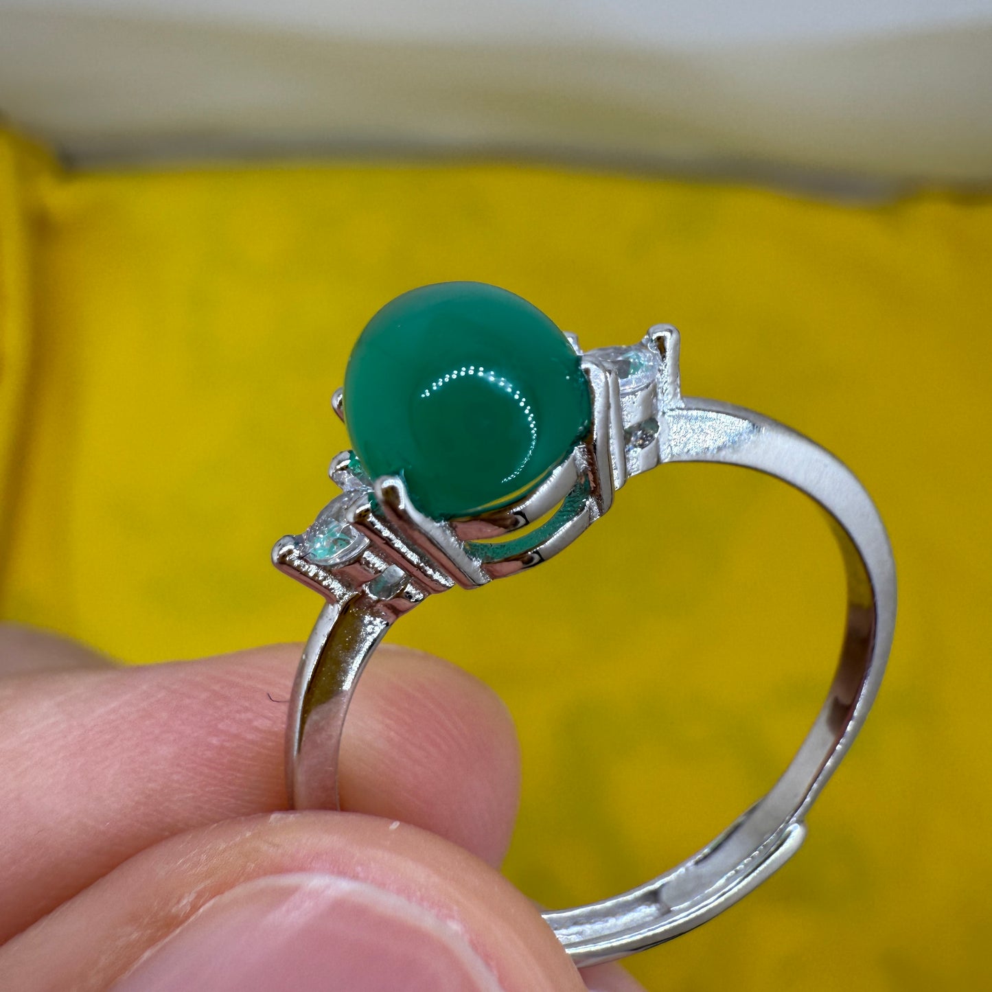 925 Sterling Silver Ring Oval 8x6mm Green Oval Natural Emerald Gemstone Zircon Women Gift