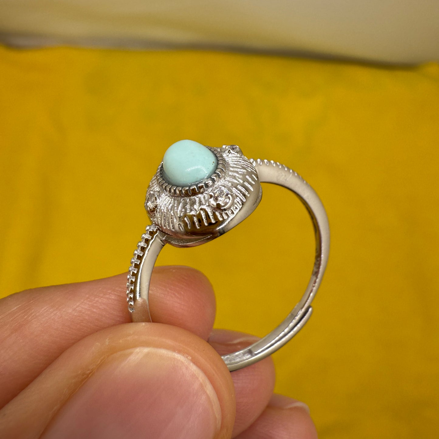 925 Sterling Silver Ring 7x5mm Blue Natural Turquoise Gemstone Zircon Jewelry Bridal Women Gift
