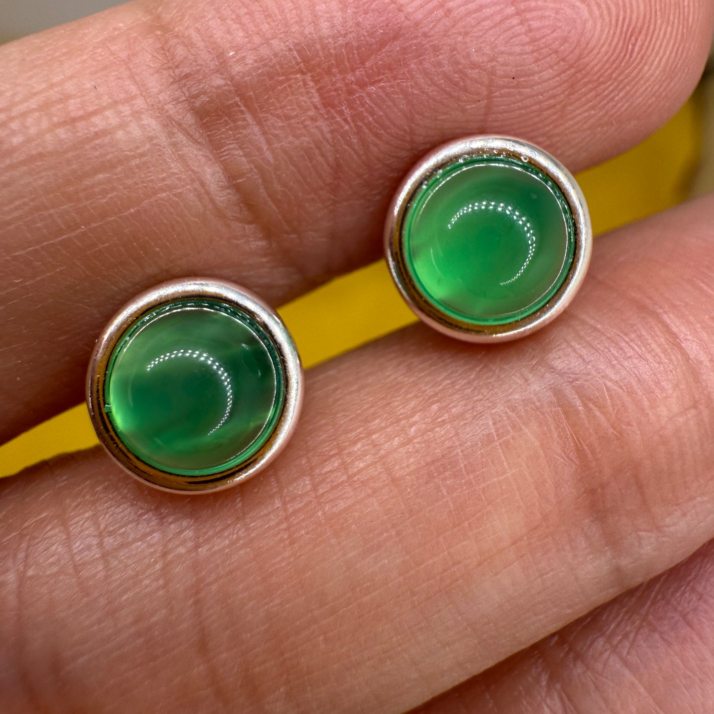 925 Sterling Silver Earrings 6mm Round Natural Emerald Gemstone Stud Women Jewelry Gift