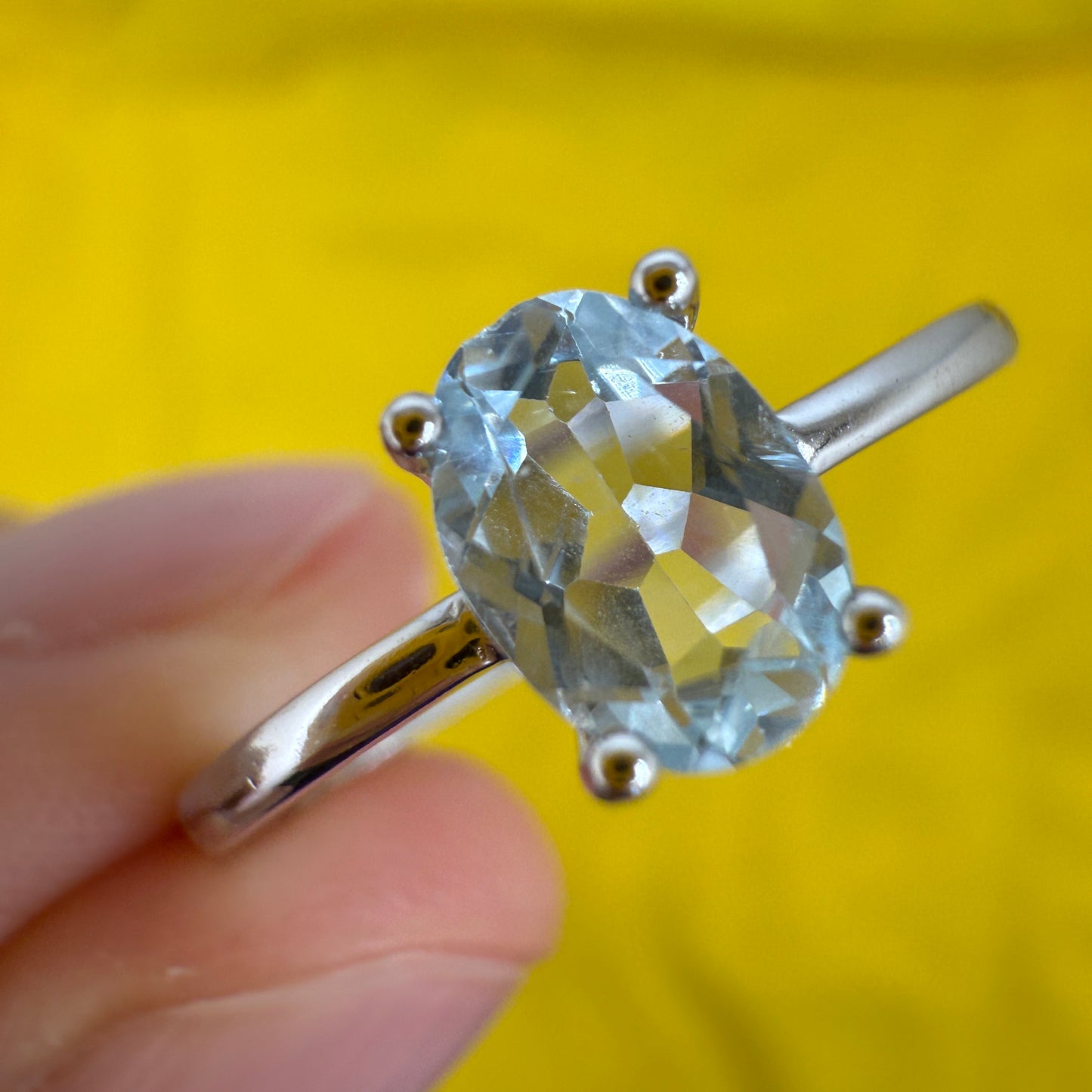 925 Sterling Silver Ring Oval 7x5mm Natural Blue Topaz Gemstone Fine Cut Women Bridal Jewelry Gift for Her, Sister