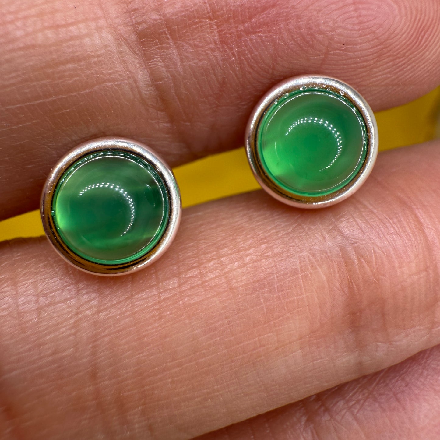 925 Sterling Silver Earrings 6mm Round Natural Emerald Gemstone Stud Women Jewelry Gift