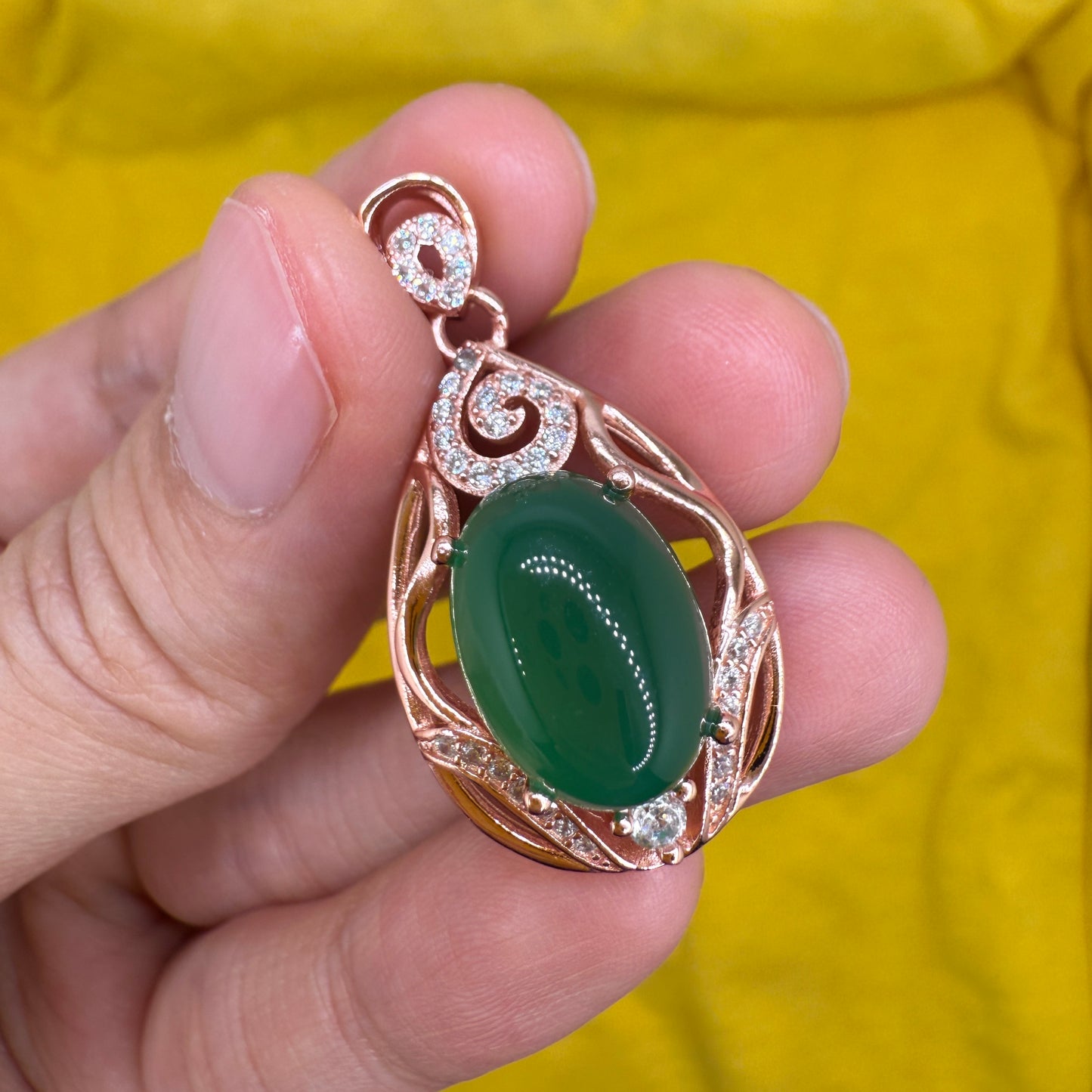 925 Sterling Silver Pendant 14x10mm Oval Green Natural Emerald Gemstone Zircon Women Bridal Jewelry Gift for Her, Sister
