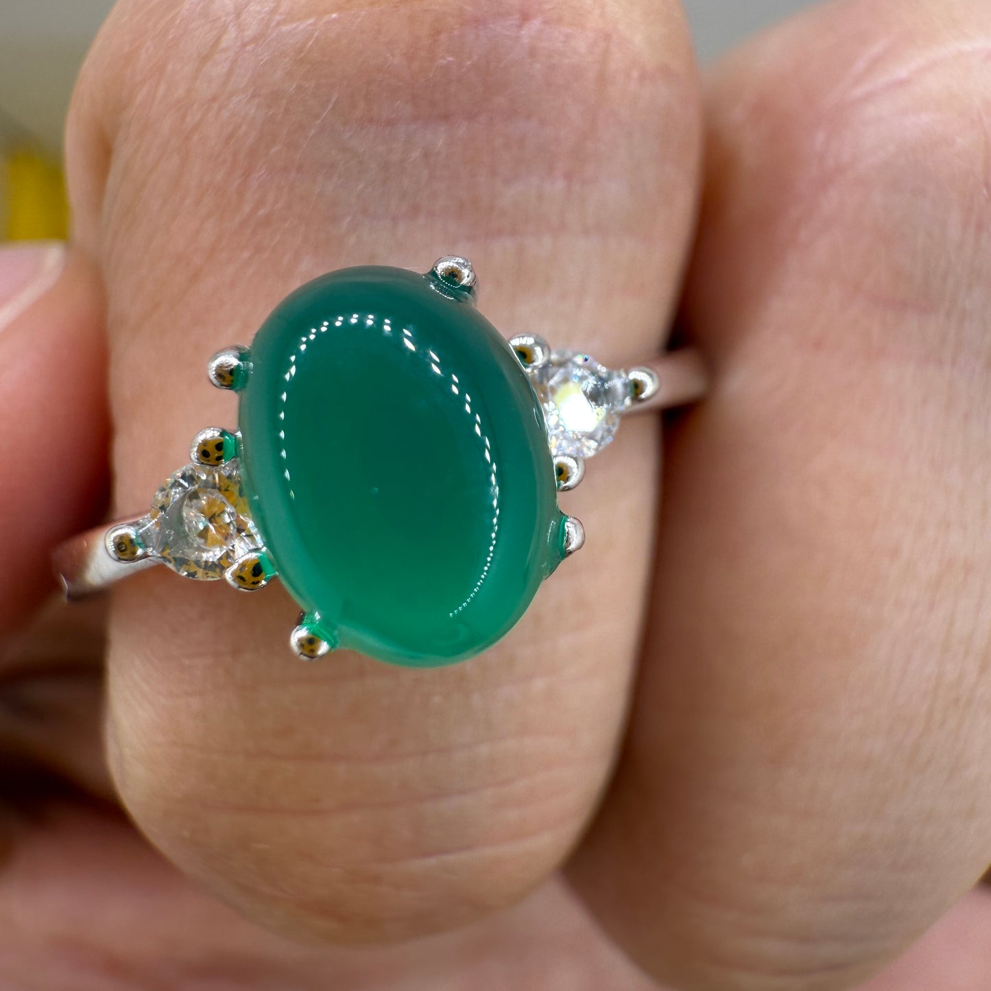 925 Sterling Silver Ring Oval 8x6mm Green Oval Natural Emerald Gemstone Zircon Women Gift