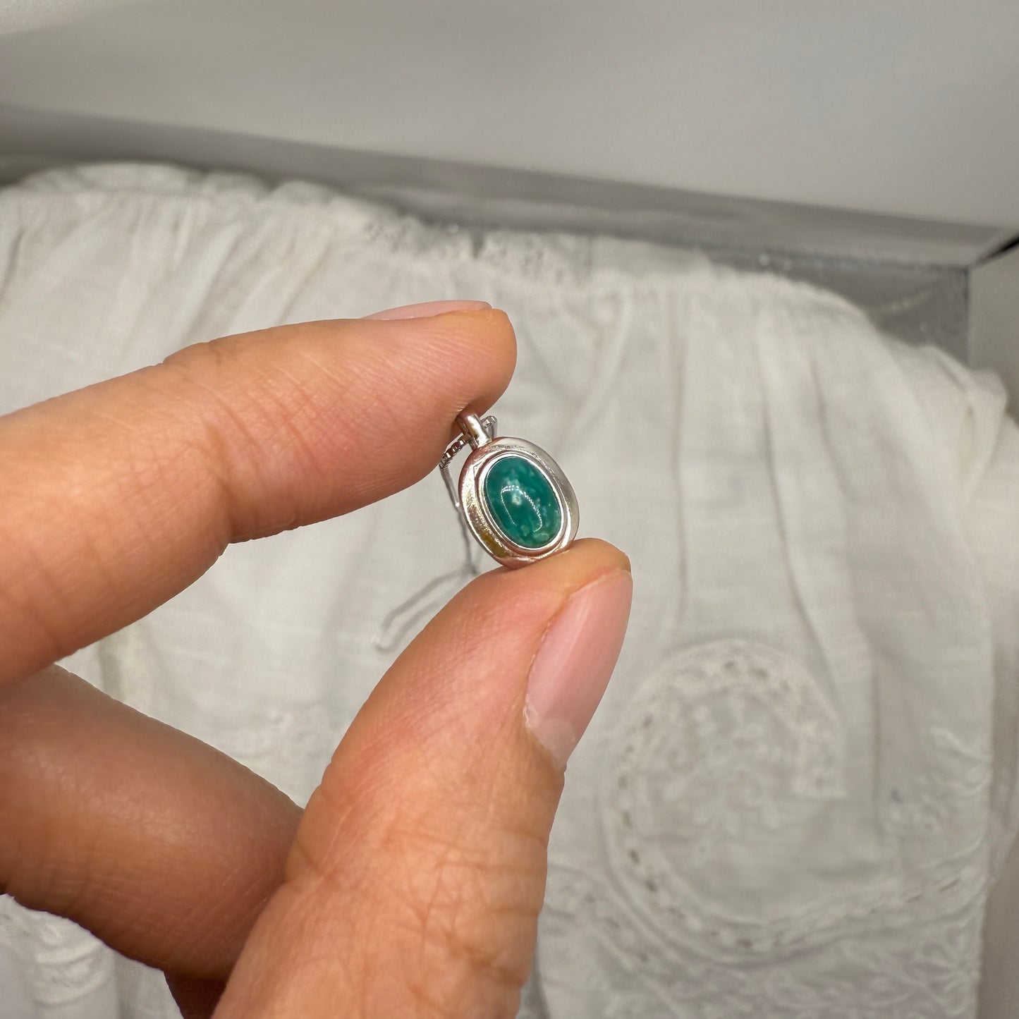 925 Sterling Silver Necklace 6x4mm Oval Blue Natural Turquoise Gemstone Cute Pendant Bridal Women Jewelry Gift