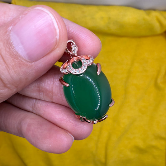 925 Sterling Silver Pendant 20x15mm Oval Green Natural Emerald Gemstone Zircon Flower Women Bridal Jewelry Gift For Her