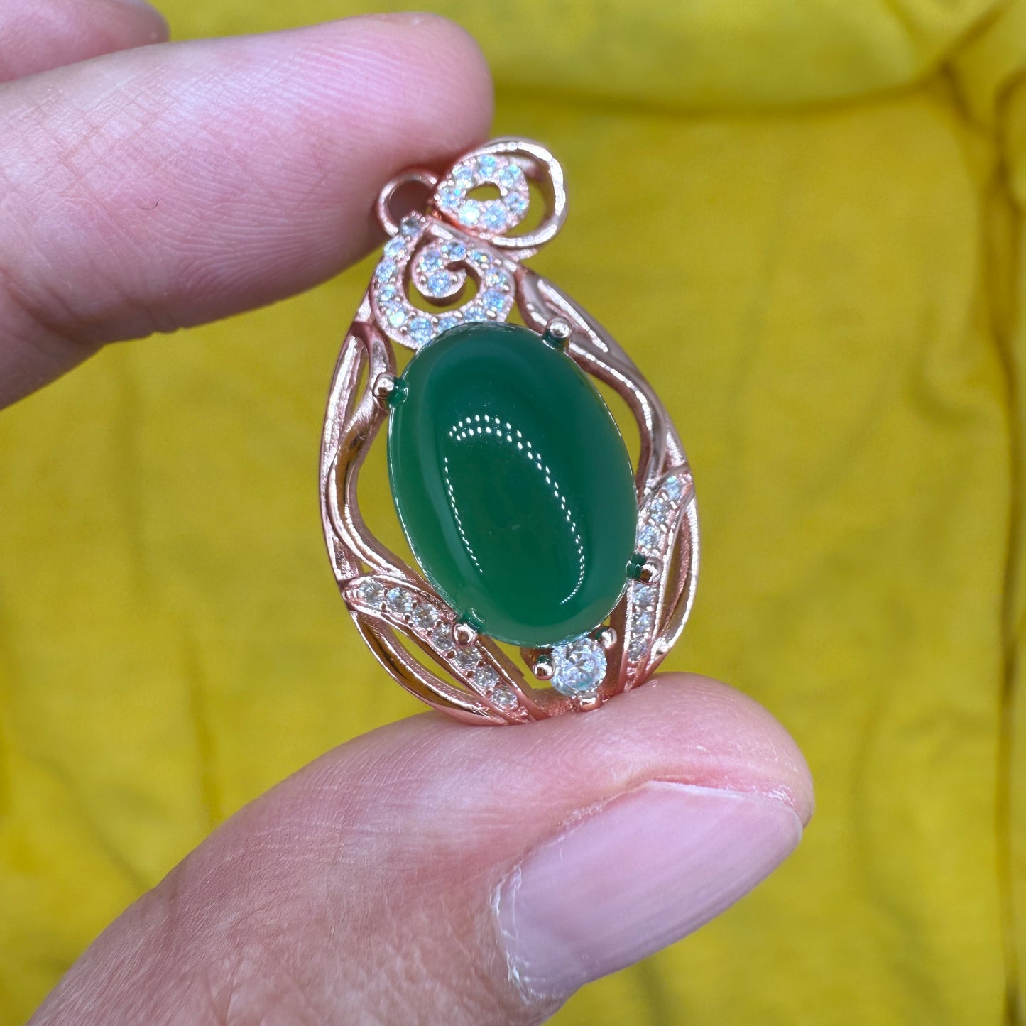 925 Sterling Silver Pendant 14x10mm Oval Green Natural Emerald Gemstone Zircon Women Bridal Jewelry Gift for Her, Sister