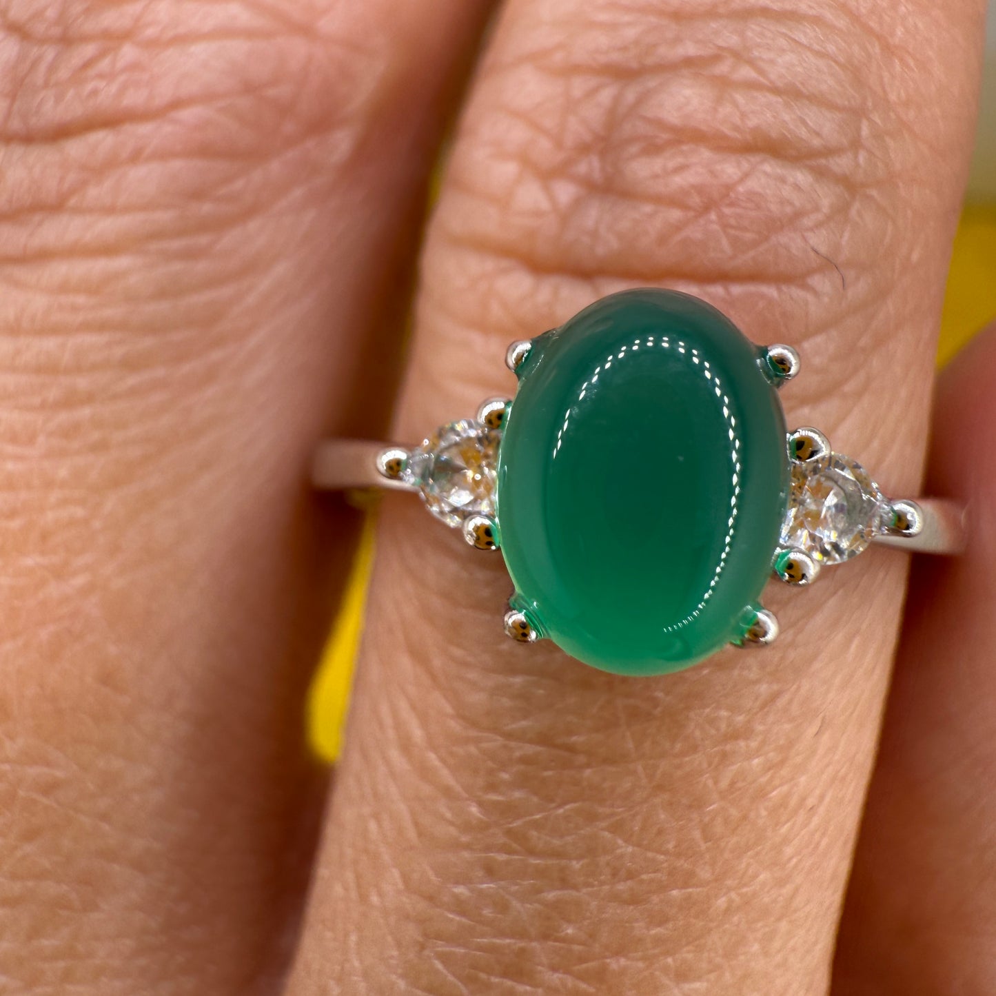 925 Sterling Silver Ring Oval 8x6mm Green Oval Natural Emerald Gemstone Zircon Women Gift