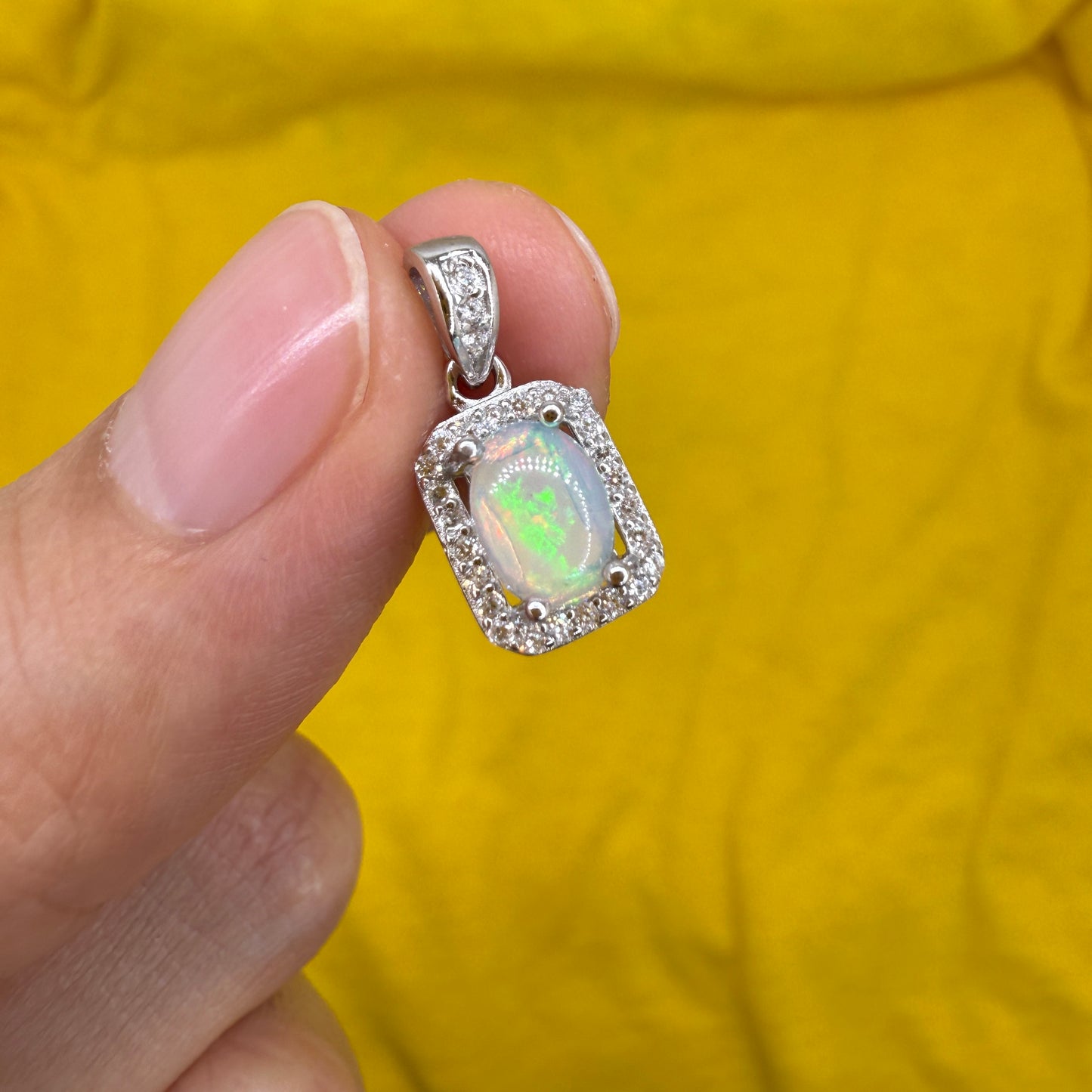 925 Sterling Silver Pendant 7x5mm Oval Natural Opal Gemstone Zircon Bridal Women Jewelry Gift