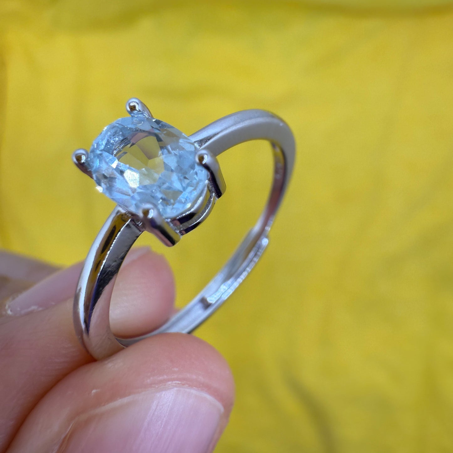 925 Sterling Silver Ring Oval 7x5mm Natural Blue Topaz Gemstone Fine Cut Women Bridal Jewelry Gift for Her, Sister