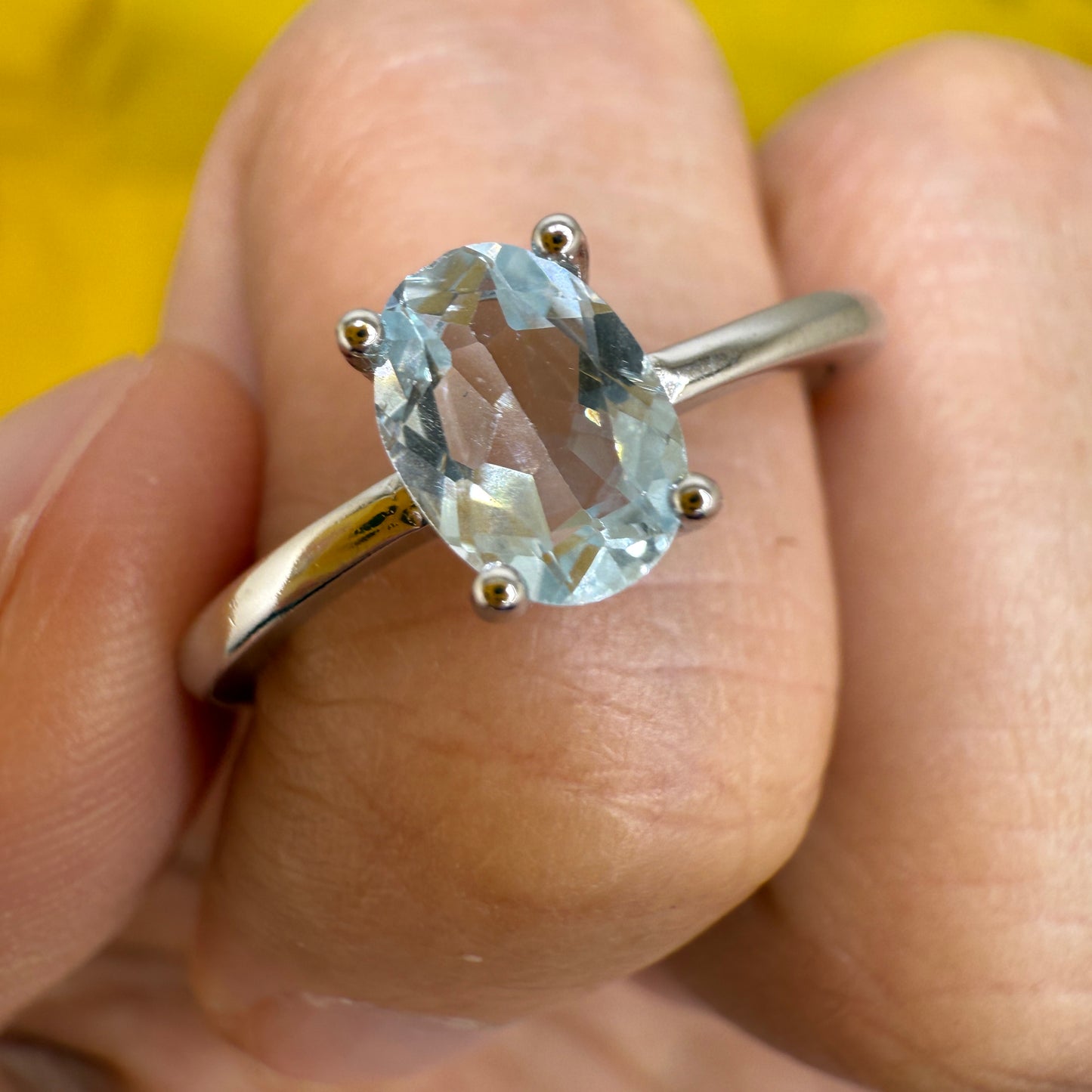 925 Sterling Silver Ring Oval 7x5mm Natural Blue Topaz Gemstone Fine Cut Women Bridal Jewelry Gift for Her, Sister