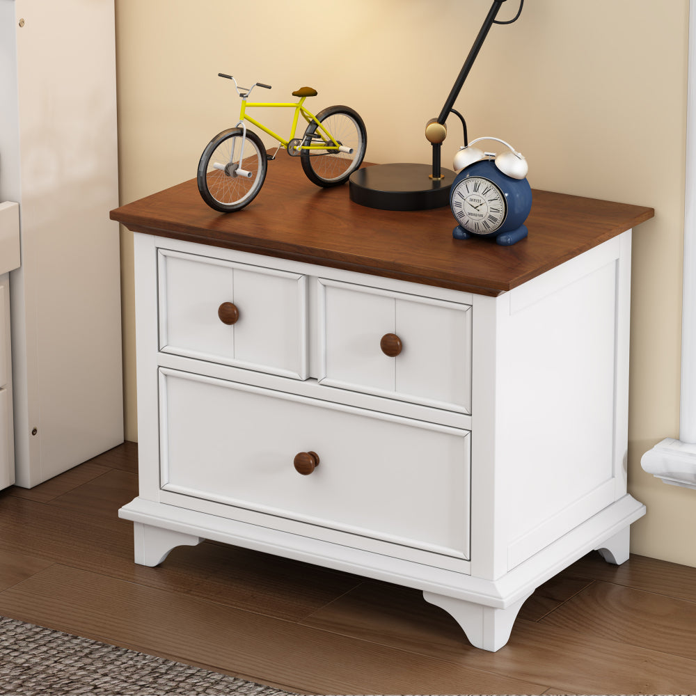 Wooden Captain Nightstand with 2 Drawers - End Table/Side Table for Bedroom & Living Room & Guest Room