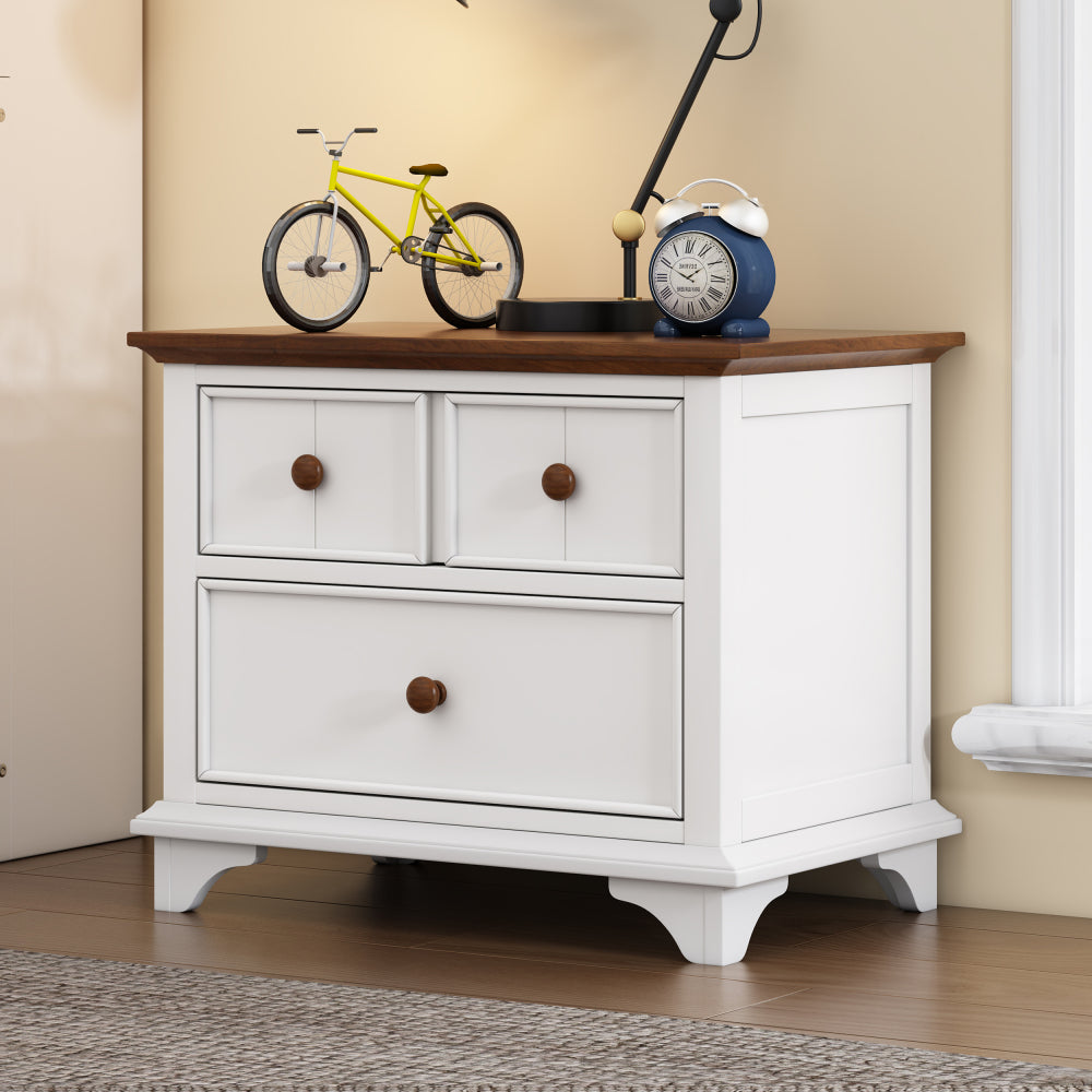 Wooden Captain Nightstand with 2 Drawers - End Table/Side Table for Bedroom & Living Room & Guest Room