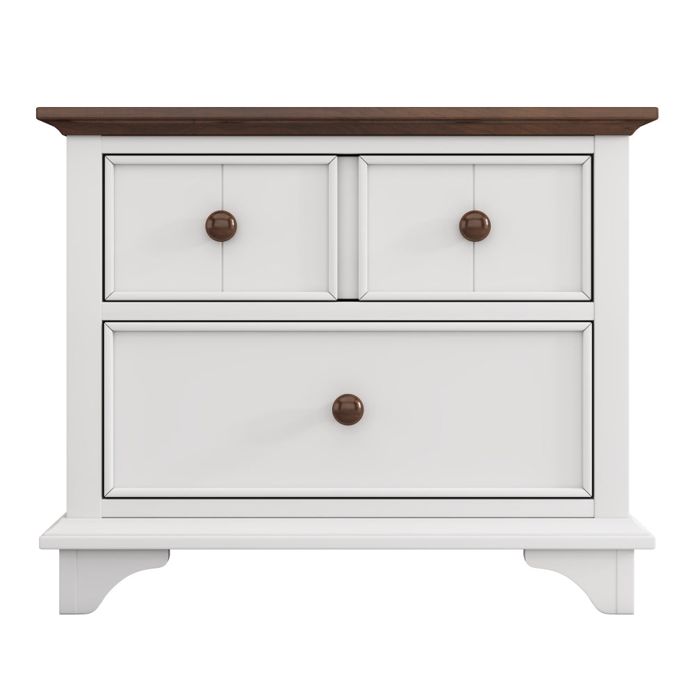 Wooden Captain Nightstand with 2 Drawers - End Table/Side Table for Bedroom & Living Room & Guest Room