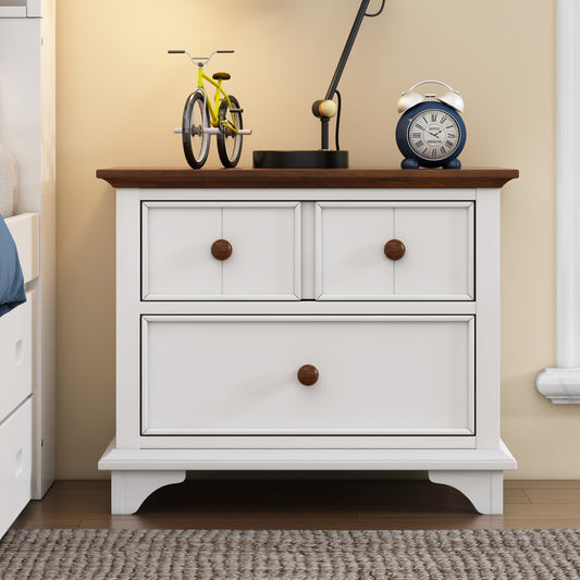 Wooden Captain Nightstand with 2 Drawers - End Table/Side Table for Bedroom & Living Room & Guest Room