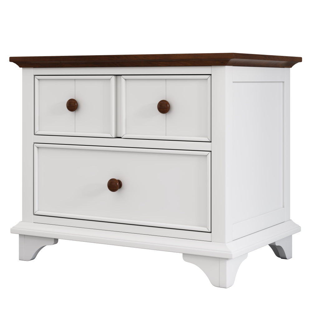 Wooden Captain Nightstand with 2 Drawers - End Table/Side Table for Bedroom & Living Room & Guest Room