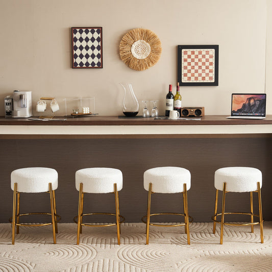24" Tall Round Bar Stools Set of 2 - Mordern Upholstered Dining Stools for Kitchen, Coffee Shops & Bar Stores