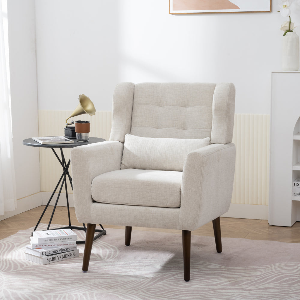 Modern Accent Chair - Teddy Fabric Comfy Reading Chairs - Mid Century Arm Chair - Lounge Armchair for Living Room & Bedroom & Guest Room