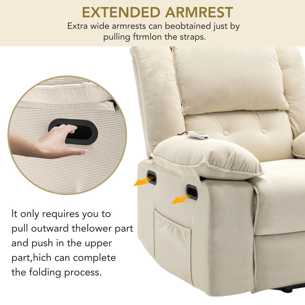 Power Lift Recliner Massage Chair for Elderly - Arm Chair with Heating Function - Recliner Accent Chair with Infinite Position and Side Pocket for Living Room