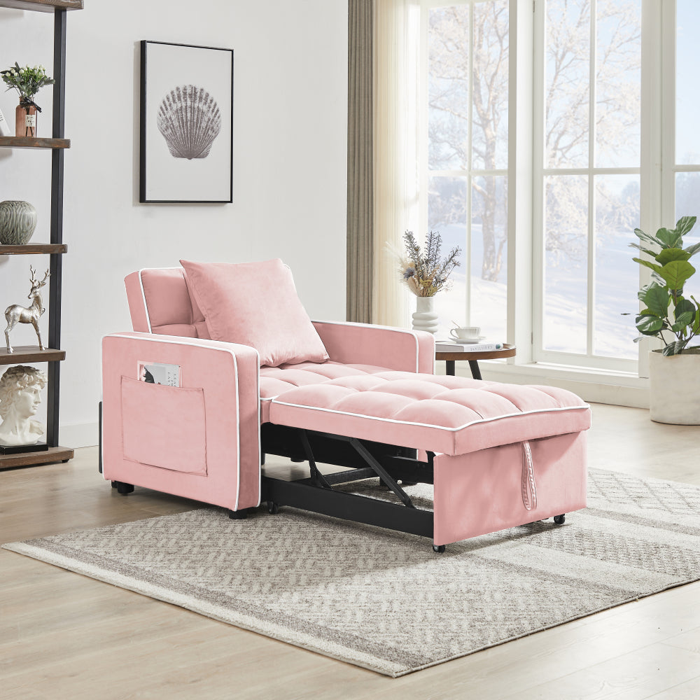 3-in-1 Sofa Bed Arm Chair - Folding Sofabed Adjustable Back - Recliner Single Bed for Living Room & Bedroom & Guest Room