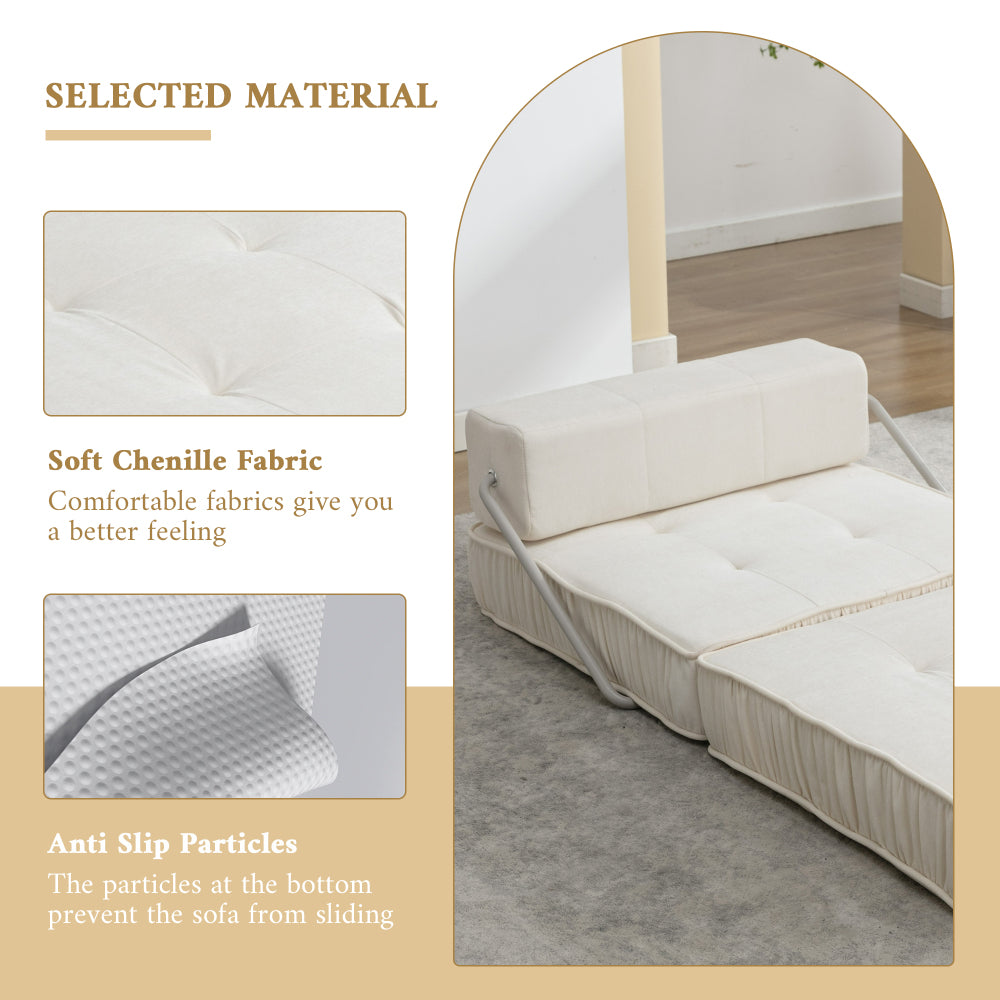 Folding Sofa Bed - Futon Sleeper Chair - Convertible Floor Couch & Sleeping Mattress for Living Room & Guest Room & Home Office & Apartment & Small Space
