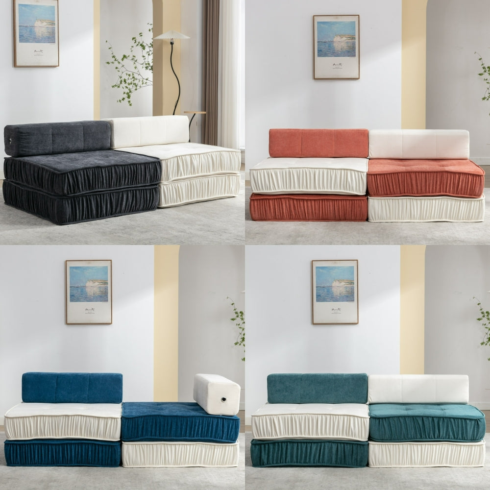 Folding Sofa Bed - Futon Sleeper Chair - Convertible Floor Couch & Sleeping Mattress for Living Room & Guest Room & Home Office & Apartment & Small Space