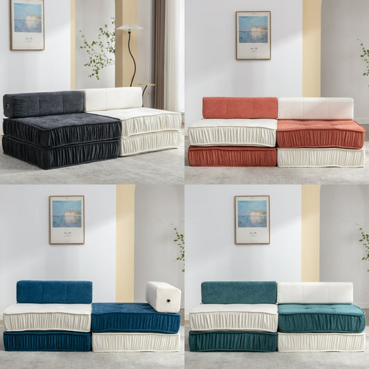 Folding Sofa Bed - Futon Sleeper Chair - Convertible Floor Couch & Sleeping Mattress for Living Room & Guest Room & Home Office & Apartment & Small Space