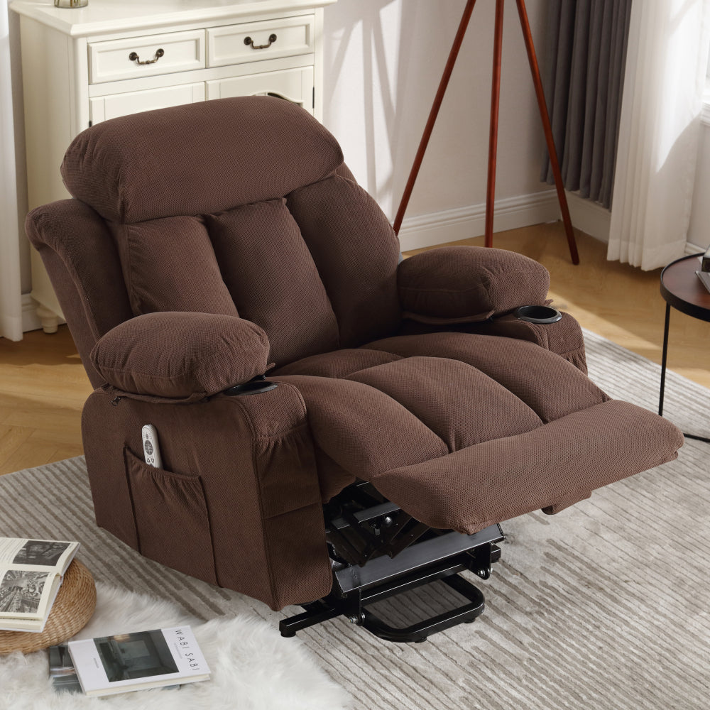 Power Lift Recliner Chair with Heat & Massage - Electric Recliner Arm Chair for Elderly with Side Pocket & USB Charge Port & Remote Control for Living Room