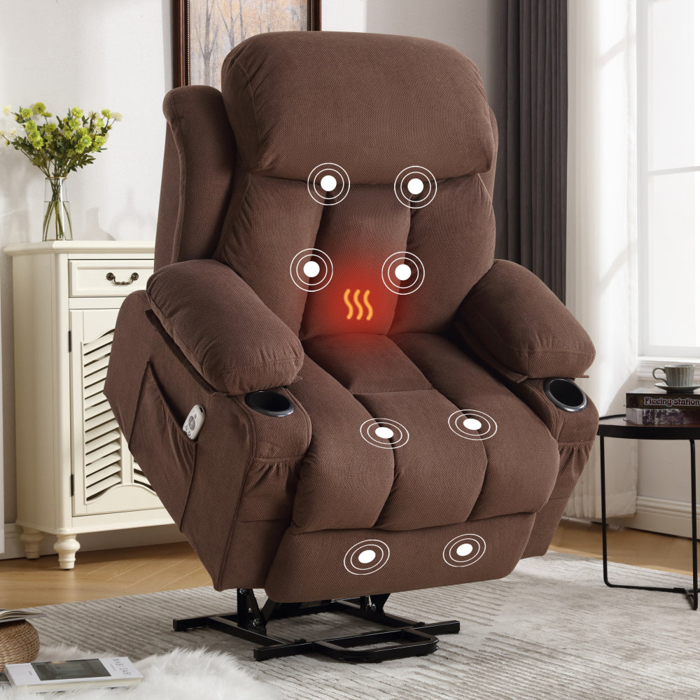Power Lift Recliner Chair with Heat & Massage - Electric Recliner Arm Chair for Elderly with Side Pocket & USB Charge Port & Remote Control for Living Room