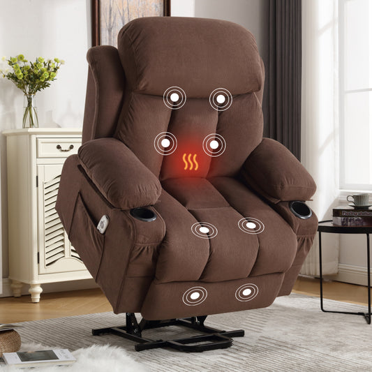Power Lift Recliner Chair with Heat & Massage - Electric Recliner Arm Chair for Elderly with Side Pocket & USB Charge Port & Remote Control for Living Room