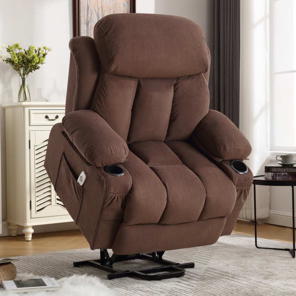 Power Lift Recliner Chair with Heat & Massage - Electric Recliner Arm Chair for Elderly with Side Pocket & USB Charge Port & Remote Control for Living Room