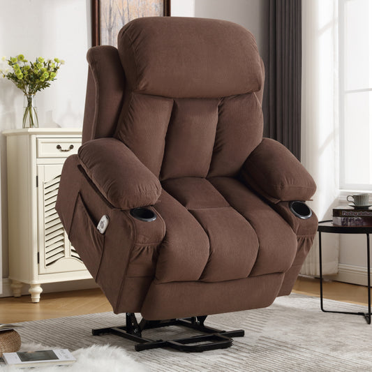 Power Lift Recliner Chair with Heat & Massage - Electric Recliner Arm Chair for Elderly with Side Pocket & USB Charge Port & Remote Control for Living Room