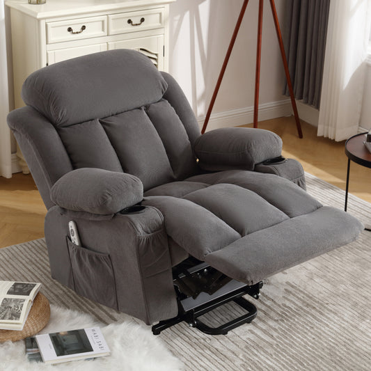 Swivel Recliner Chair with Heat & Massage - Electric Recliner Arm Chair for Elderly with Side Pocket & USB Charge Port & Remote Control for Living Room