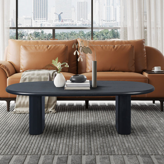 51'' Oval Shape Coffee Table - Modern Design Accent Table with Sturdy Base - Mid Century Tea Table - Easy Assemble