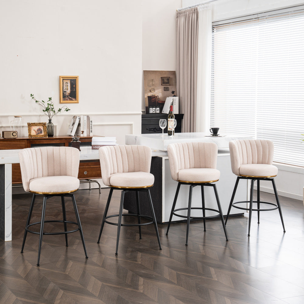 Swivel Bar Stools Set of 2 - High-Back Upholstered Accent Chair for Kitchen Island & Home Bar & Dining Room