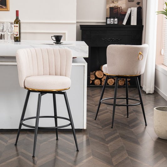 Swivel Bar Stools Set of 2 - High-Back Upholstered Accent Chair for Kitchen Island & Home Bar & Dining Room